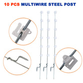 10 X Multi Wire Tread In Pigtail Steel Posts Electric Fence Strip
